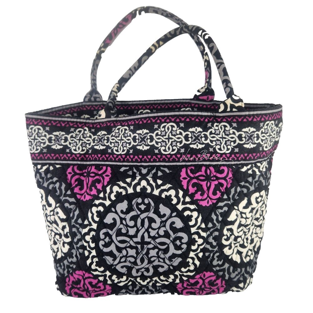 Vera Bradley Canterbury Magenta Wide Tote Bag Quilted Purse Celtic Knot Pink